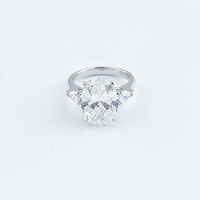 Anelli di Fidanzamento alla Moda con Diamante Sintetico Taglio Ovale Brillante in Platino Pt950 per Donne, Anelli di Moda con Diamanti