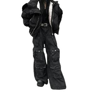 Pantalones Vaqueros de Trabajo de Diseño Exclusivo con Múltiples Bolsillos y Estilo Americano de Industria Pesada 2025, Pantalones Casuales Versátiles con Corte Acampanado para Mujer - Product Image 3