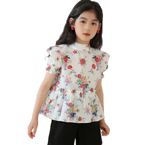 T-shirt petite fille 100% coton, vêtements pour bébés, enfants et petites filles, prix de gros, violet, modèle haut, 100