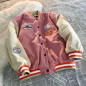 Nanteng Custom High Quality Spring Pink Embroidered Badge Lovely Sunshine Sport Womens Varsity Custom Mens Jackets