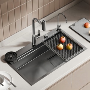 316L Stainless Steel Thickened Embossed <b>Large</b> Single Bowl Kitchen Sink with Debris Collection for Household Dish Washing - Product Image 1