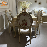 Table de salle à manger en bois massif de luxe, style européen, haut de gamme, avec plateau en marbre, personnalisable, pour hôtel royal