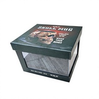 Boîte cadeau en papier premium à thème crâne avec fenêtre carrée, doublure en coton et fermeture magnétique pour tasses et bols - Boîte de collection gothique sombre