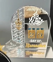 Calendrier de compte à rebours islamique musulman Eid Mubarak blanc, noir, or, argent, accessoires de table Ramadan, décorations Ramadan 2025