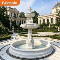 Fontaine Monumentale en Marbre Blanc Sculptée en Forme de Cheval, Fontaine d'Extérieur à 4 Niveaux pour Jardin, Taille Personnalisée pour Villa de Luxe, Hôtel, Place Publique