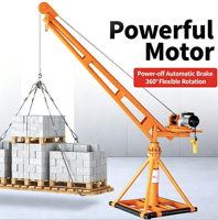 Tragbarer Mini-Bauaufzug 220V/380V Drehkran mit Reinkupfermotor, Verdrehsicheres Stahlseil, 200kg Tragfähigkeit, 12m