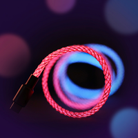 Cable USB-A a Tipo-C de PVC con Carga Rápida de 66W, Iluminación LED RGB Multicolor con Efecto Degradado, Compatible con Phone 15/16