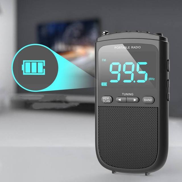 Digital Display AM FM Portable Radio 800mAh Rechargeable LED Pocket Broadcast Receiver ABS Plastic Mini Speaker