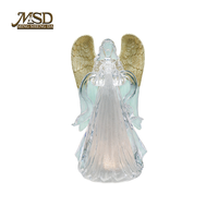 Statue d'ange en acrylique LED, ange priant avec des ailes dorées scintillantes, décoration de porte pour les fêtes de Noël, approvisionnement en gros B2B en Chine