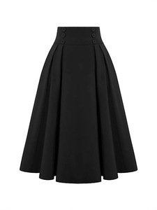 Falda Larga Casual de Primavera y Otoño, Estilo Vintage, Plisada, Tipo Corsé, Cintura Alta, Corte en A, con Bolsillos para Mujer - Product Image 3