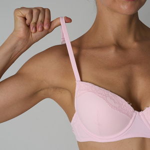 Soutien-gorge sexy en dentelle à armatures pour femme, minimisant pour poitrines généreuses, push-up, avec maintien latéral anti-affaissement, demi-bonnet fin - Product Image 3