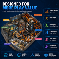 Équipement de terrain de jeu intérieur commercial, structure de jeu d'aventure multi-niveaux, structure d'escalade, conception personnalisée pour les projets FEC