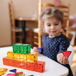 Azulejos magnéticos ecológicos para niños pequeños, coloridos juguetes de construcción 3D que mejoran la imaginación y las habilidades motoras finas - Product Image 3