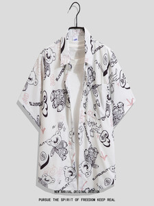 <span class=keywords><strong>Camisa</strong></span> Hawaiana de Verano para <span class=keywords><strong>Hombre</strong></span>, Marca de Moda, <span class=keywords><strong>con</strong></span> Estampado Divertido y Graffiti, Manga Corta, Cuello Cuadrado, Estilo Hip-Hop, Holgada e Informal - Product Image 4