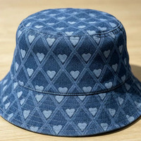 Tissu en denim brut jacquard lavé à motifs cœurs, tissé, teint uni, pour pantalons, jeans, vestes, combinaisons, sacs, chaussures, chapeaux