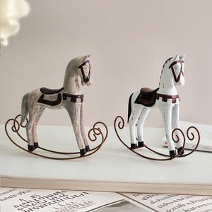 Wooden Rocking Horse Nordic <b>Retro</b> Style 2Pcs Desktop <b>Decoration</b> For Bedroom Kids Room MDF Craft Ornament - Product Image 4