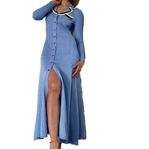 Suéter de Chambray Francés de Alta Calidad OEM, Colección Otoño Invierno, Bordado Personalizado, Manga Larga, Midi, Combinación Natural - Product Image 3