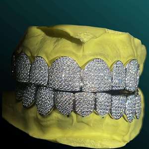 Grillz de luxe en argent sterling 925 avec diamants Moissanite pour hommes et femmes, bijoux de mode avec diamants brillants - Product Image 4