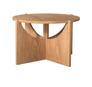 Nuovo Design mobili soggiorno caffetteria moda Rattan Top moderno tavolino rotondo con Base in metallo