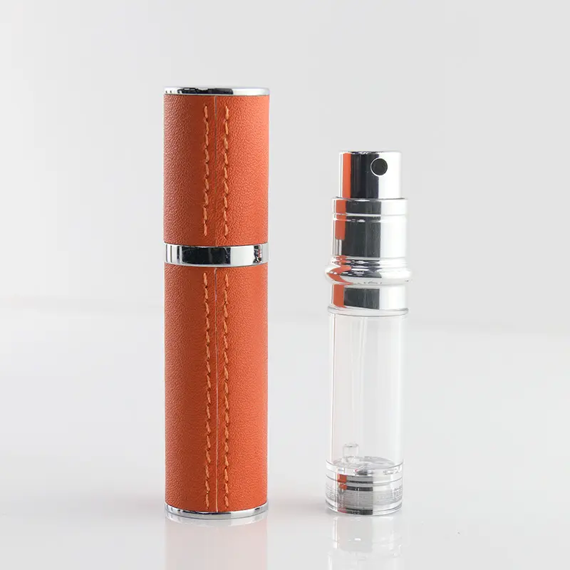 5ml Refillable Perfume Bottle Small Mini Atomizer with Leather Sticker Metal Bottles