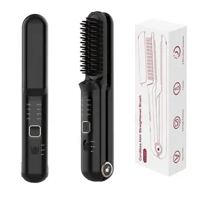 Mini barba senza fili pettine lisciatura capelli barba senza fili calore Cordless spazzola raddrizzatura capelli