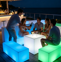 Table et bancs lumineux LED 16 couleurs pour extérieur, prix usine, résistants à l'eau, pour hôtel, piscine, fête, événement