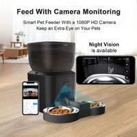 Fournitures pour animaux de compagnie Accessoires pour chats Mangeoire intelligente automatique 7L pour animaux de compagnie avec double bols en acier inoxydable et caméra pour plusieurs animaux de compagnie