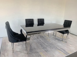 A8029 Tavolo da Pranzo Moderno <span class=keywords><strong>in</strong></span> Marmo Bianco, Set con 4 Sedie, Tavolo da Cucina <span class=keywords><strong>in</strong></span> Acciaio Inossidabile con 6 Sedie <span class=keywords><strong>in</strong></span> Offerta - Product Image 6