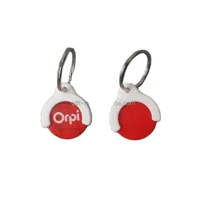 High Quality Metal Keychain with Clip Motel Key Holder Shopping Caddy Keyring with Coin Plastic Keychain Design