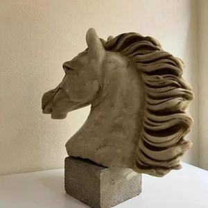 Doğal mermer at kafası hayvan heykel kapalı dekorasyon özelleştirilebilir boyutu renk tarzı - Product Image 4