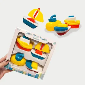 4 Stuks Grappige Baby Bad Speelgoed Set, geel Drijvende Plastic Boot Baby Zwembad Zwemmen/Bad Interactieve Bad Speelgoed Voor Jongens En Meisjes