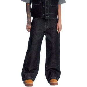 Nouveau Jean en Denim Brut de Haute Qualité pour Homme, Coupe Baggy, Double Poche, Double Rivets aux Genoux, Style Streetwear Rétro Jogger Stacked - Product Image 2