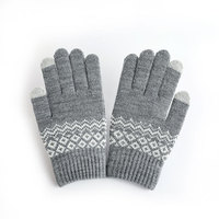 Gants tricotés à écran tactile en gros hiver chaud gants jacquard froid en polaire pour femmes