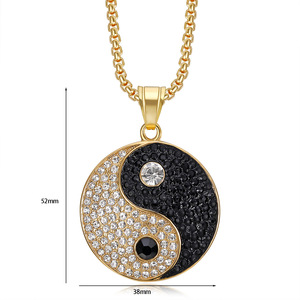 Hip Hop acciaio inox 18k oro nero bianco Yin Yang Tai Chi Gossip personalizzato zirconi gioielli Hip Hop ciondolo - Product Image 4
