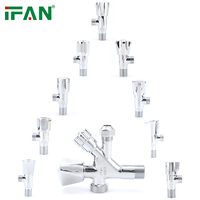 Válvula Angular de Baño con Manija Plateada Original de Fábrica IFAN, Válvula de Cierre Angular de Aleación de Zinc de 1/2'', Válvula Angular de Bidé de Apertura Rápida