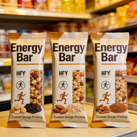 Emballage personnalisé pour barres énergétiques, emballage pour en-cas au chocolat, emballage thermoscellable avec logo imprimé