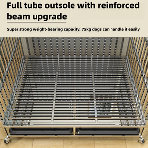 Gabbia per Cani in Acciaio Inox Personalizzata 94*64*81cm per Interni con Vassoio Inferiore in Plastica e Ruote Universali Economica - Product Image 4