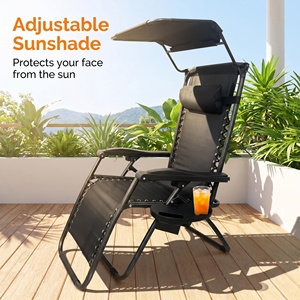 Silla Reclinable de <span class=keywords><strong>Gravedad</strong></span> Cero de Diseño Moderno y Lujoso, Ajustable, para Broncearse, con Toldo, Plegable, para Playa y Descanso - Product Image 1