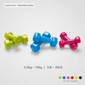 Haltères hexagonaux personnalisés <span class=keywords><strong>pour</strong></span> femmes, avec revêtement en PVC coloré, <span class=keywords><strong>pour</strong></span> la musculation en salle de sport, prix d'usine - Product Image 1