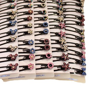 Rhinestone Black Hair <b>Clip</b> Side <b>Clip</b> With Crystal Flower Design Daily Wear Metal Headdress Accessory - Product Image 5