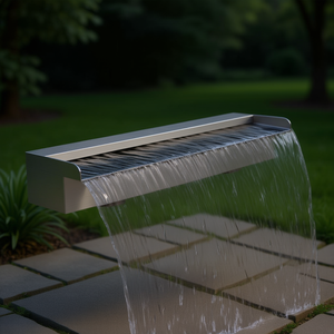 Fontaine de piscine rectangulaire en acier inoxydable, cascade, 23,6 pouces, design contemporain, pour extérieur - Product Image 2