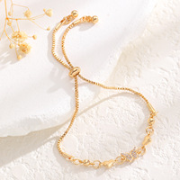 Bracelet en cuivre plaqué or avec strass en forme de cœur, bijou de mode automne pour le bureau et le quotidien, pour femme