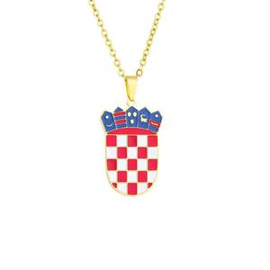 Nouveau collier pendentif emblème croate en acier inoxydable pour les Couples, collier pendentif en acier titane géométrique <span class=keywords><strong>artisanat</strong></span> en métal - Product Image 1