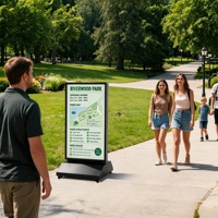 Écran LCD tactile mobile d'affichage publicitaire extérieur à double poteau OEM/ODM, support sur pied pour centres commerciaux et commerces de détail
