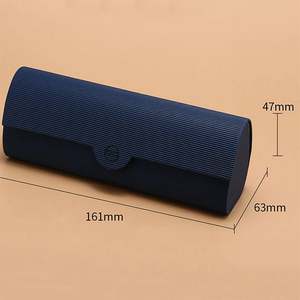 New Arrival Men Women Portable <b>Hard</b> <b>Shell</b> Glasses Storage Horizontal Stripe PU Leather Glasses <b>Case</b> - Product Image 3