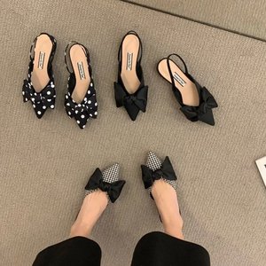 OEM/ODM French Thick Heel Bow <strong>Closed</strong> <strong>Toe</strong> <strong>Sandals</strong> Elegant Pointed Fashion <strong>Women's</strong> Shoes - Product Image 5
