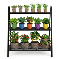 Rak Tanaman Logam 3 Tingkat Heavy Duty Desain KD Beban 150kg Per Tingkat Grosir Rak Pot Bunga