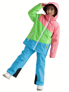 Traje de Esquí Impermeable Unisex para Niños con Diseño de Bloques de Color, 100% Poliéster, Aislamiento de Forro Polar, Resistente al <span class=keywords><strong>Viento</strong></span>, Costuras Selladas - Product Image 2