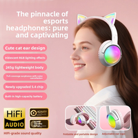 Nouveau casque de jeu sans fil avec oreilles de chat mignonnes, V5.4, LED RGB, son surround 360°, faible latence, chipset JL, type sport, Type-C, pour téléphone portable