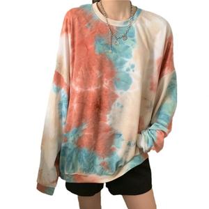 Blusa de otoño para mujer, estilo holgado, largo medio, versátil, ajustada, retro, tie-dye, camiseta de manga larga para mujer - Product Image 1